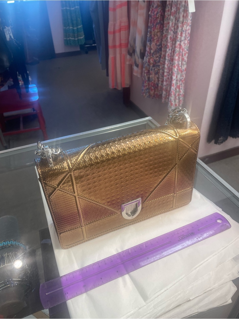 Dior Metallic Gold Textured Crossbody Bag